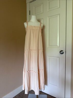 Peach Tiered Maxi Sundress with Tie Straps